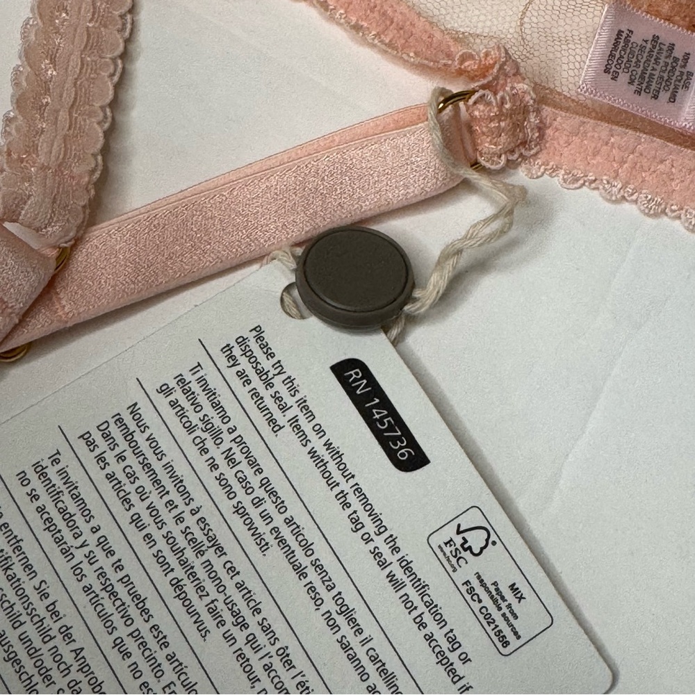 NWT AGENT PROVOCATEUR Bethanie Floral Appliquéd Tulle Underwire Bra in Peach 32E - Picture 16 of 16